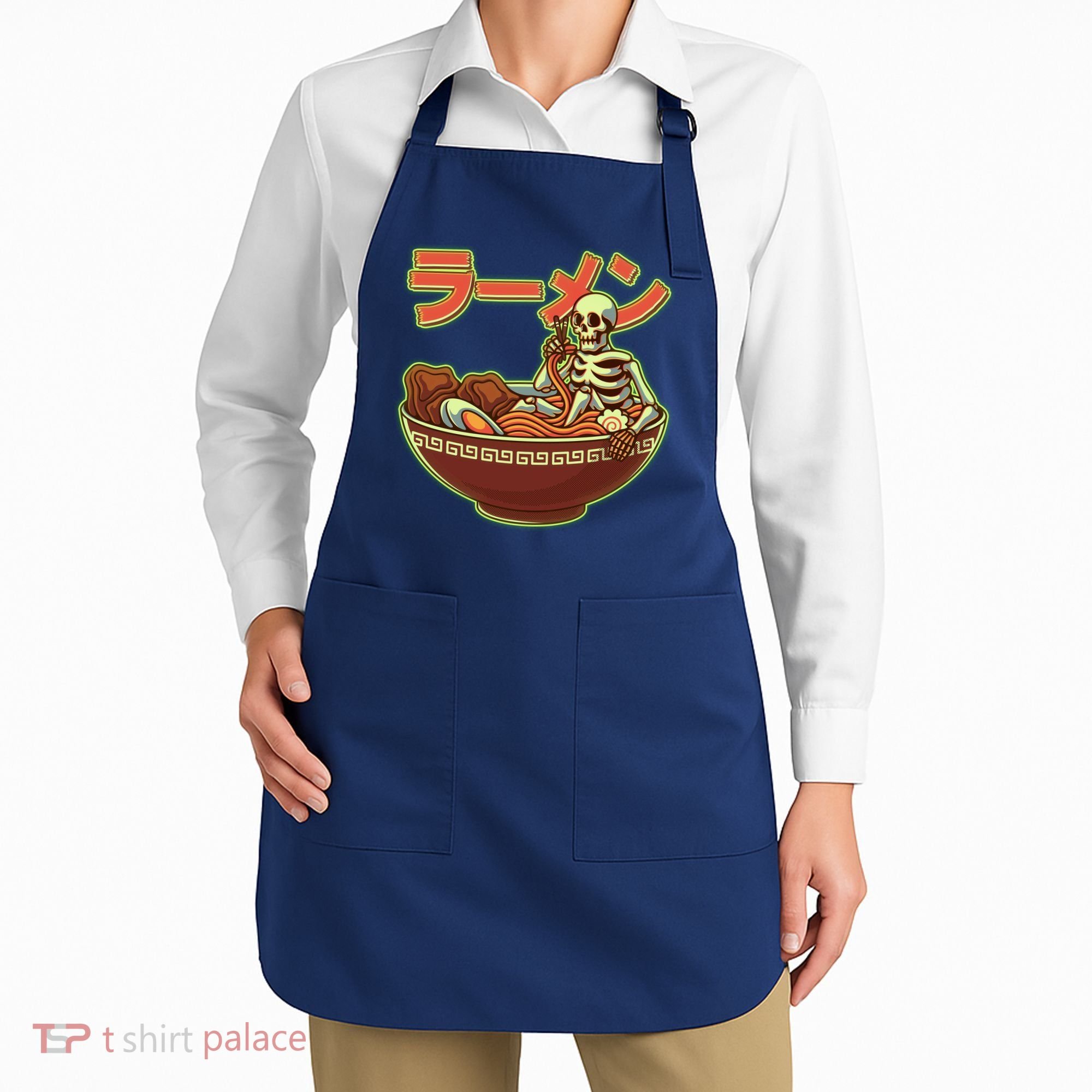 Funny Halloween Skeleton Japanese Ramen Bowl Apron
