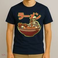 Funny Halloween Skeleton Japanese Ramen Bowl T-Shirt thumb 3