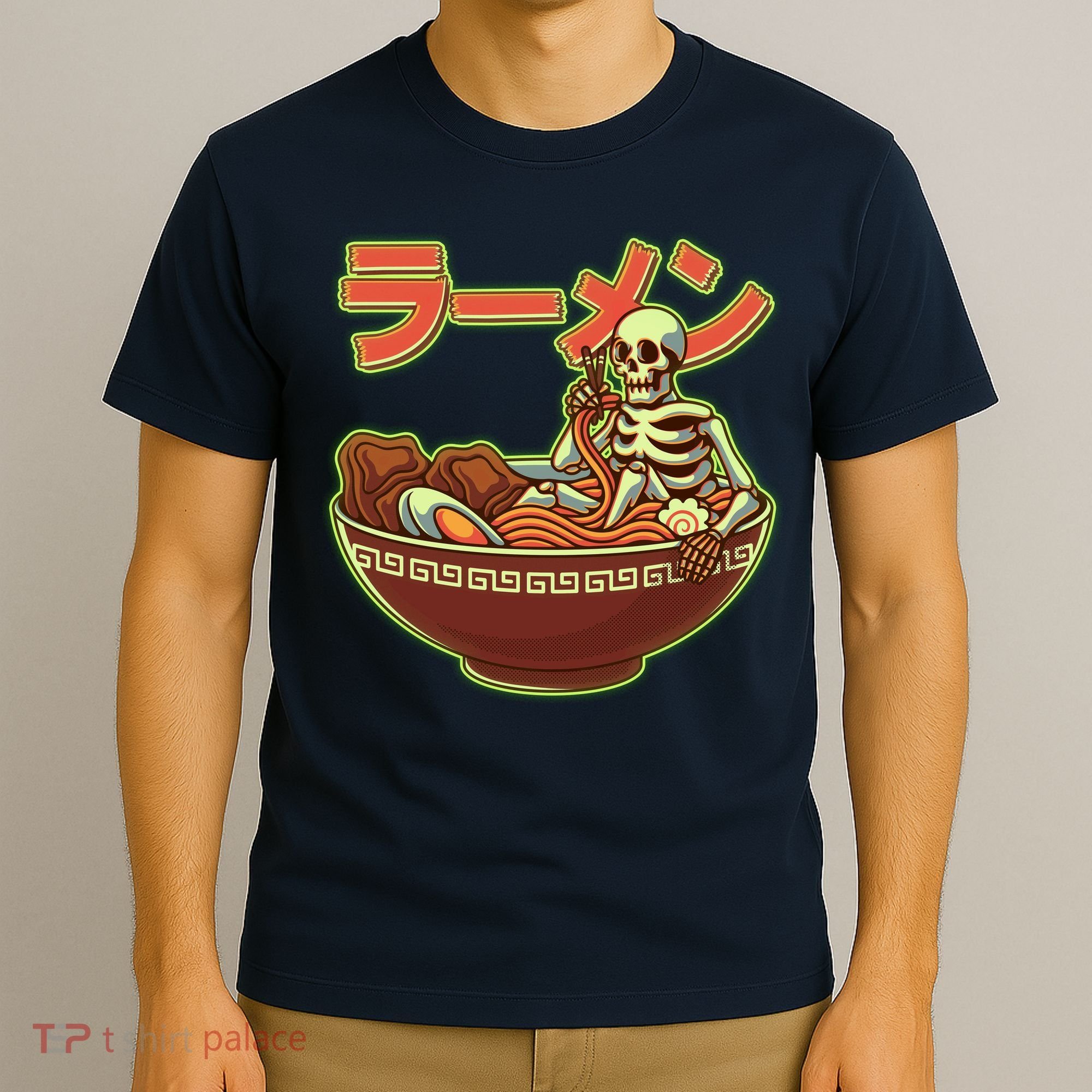 Funny Halloween Skeleton Japanese Ramen Bowl T-Shirt