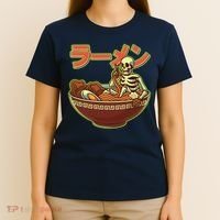 Funny Halloween Skeleton Japanese Ramen Bowl T-Shirt thumb 4