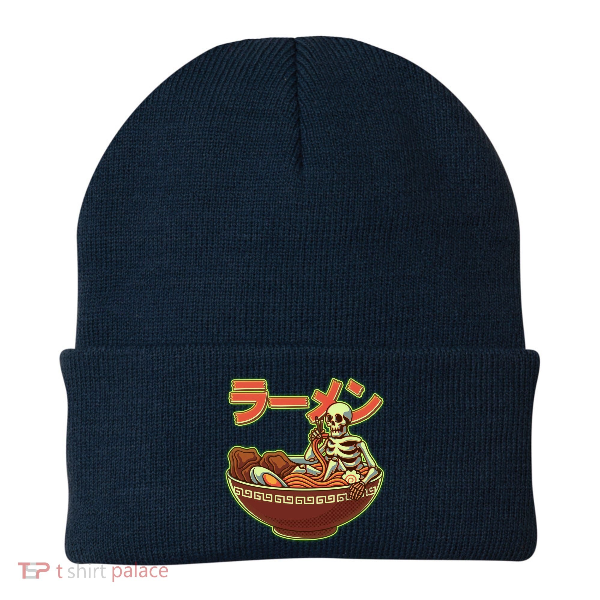 Funny Halloween Skeleton Japanese Ramen Bowl Beanie