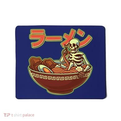 Funny Halloween Skeleton Japanese Ramen Bowl Mousepad