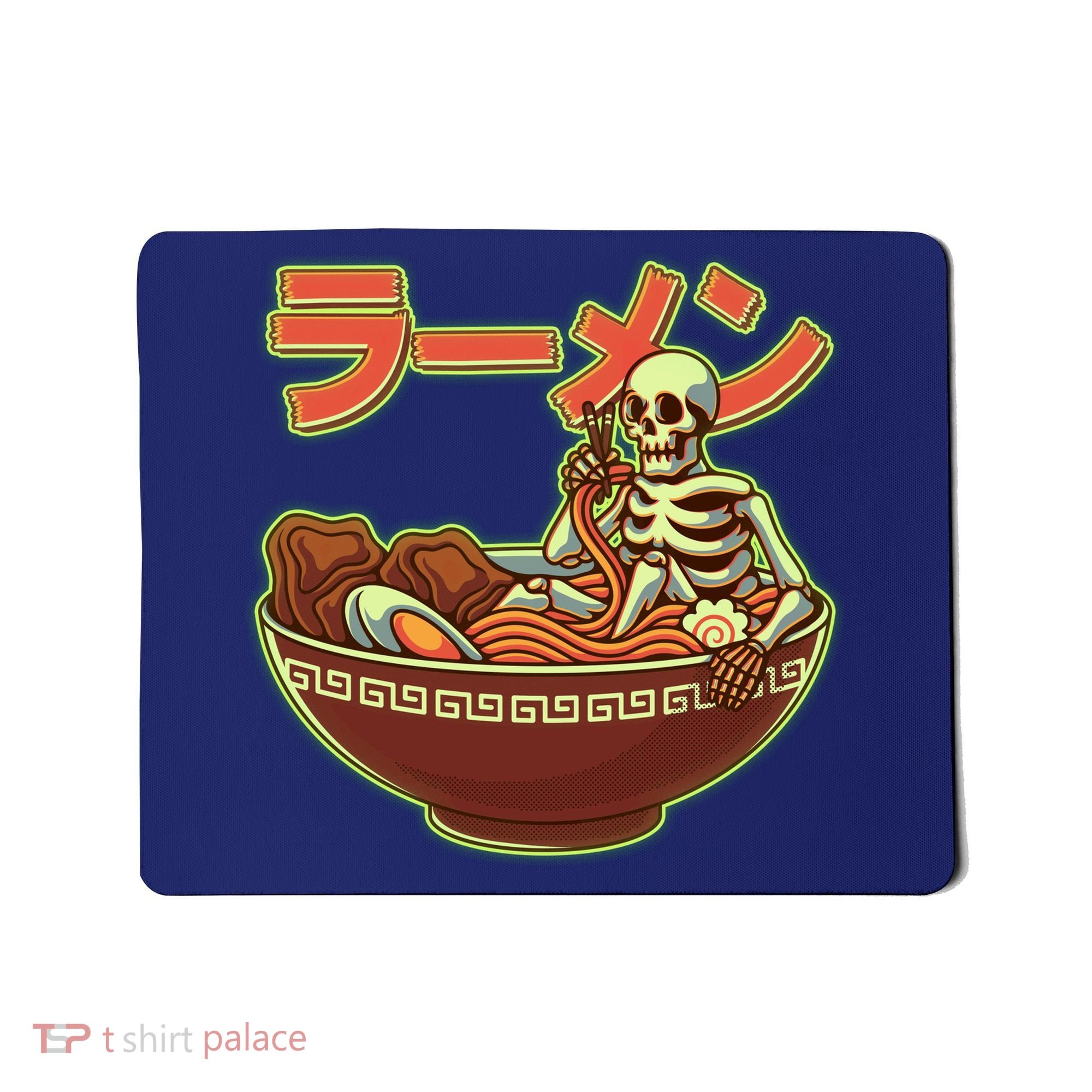Funny Halloween Skeleton Japanese Ramen Bowl Mousepad