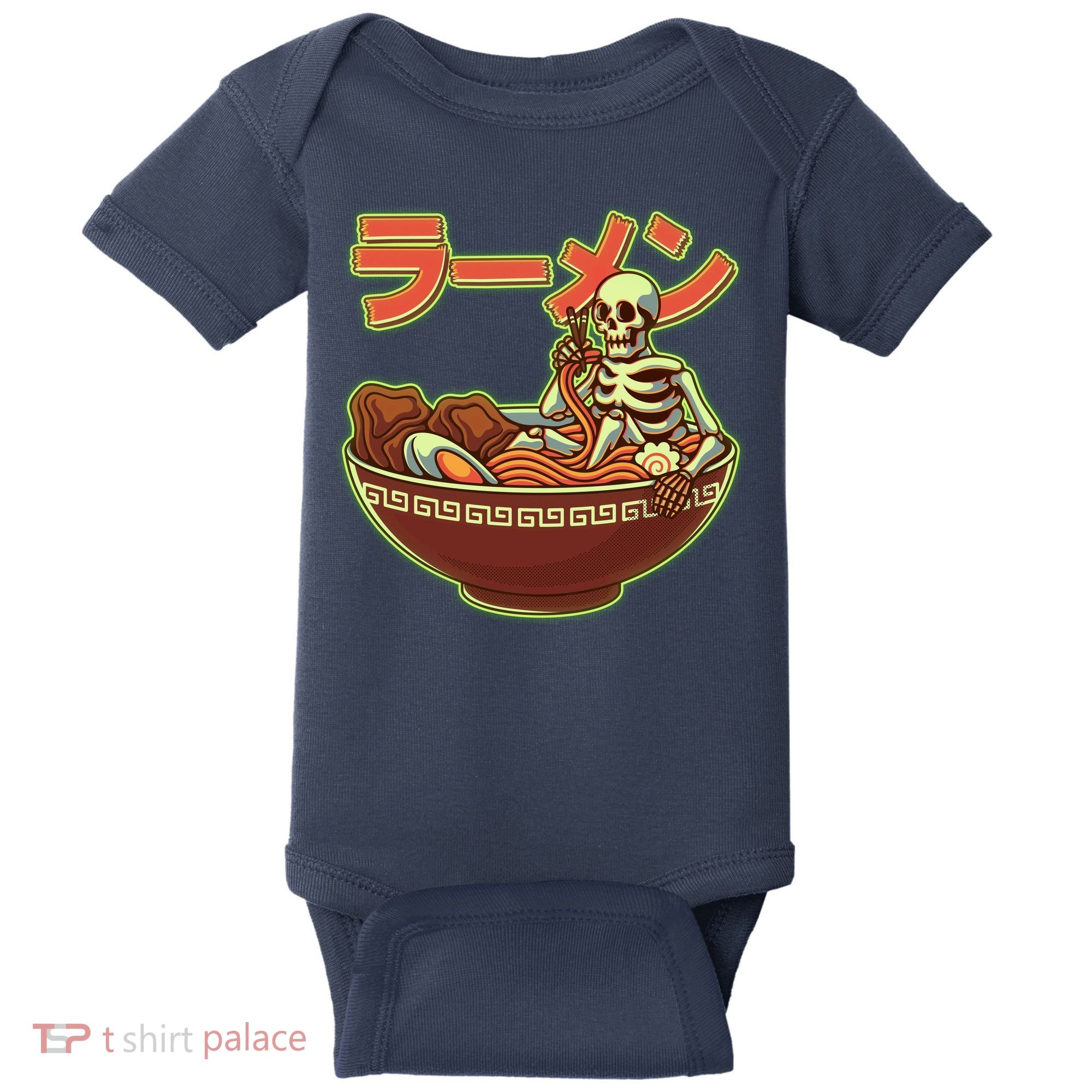 Funny Halloween Skeleton Japanese Ramen Bowl Baby Bodysuit