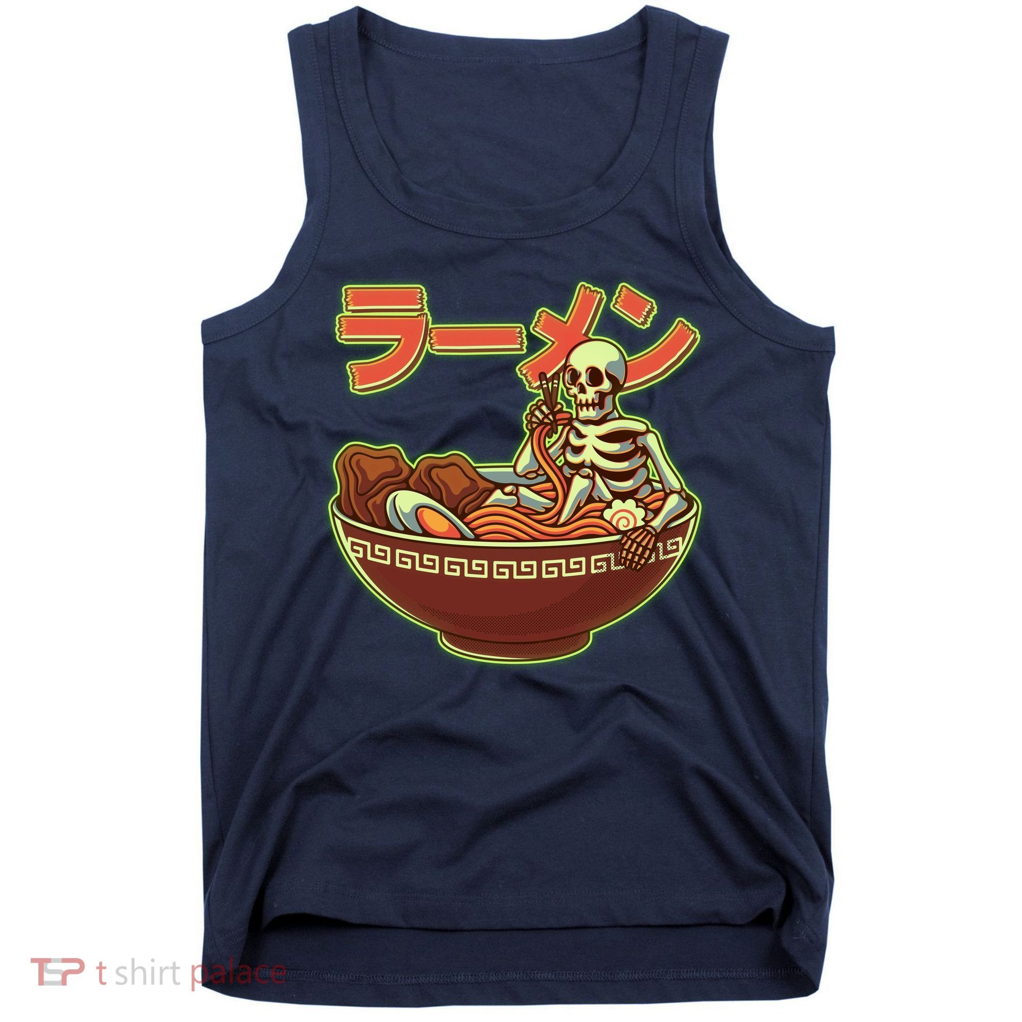 Funny Halloween Skeleton Japanese Ramen Bowl Tank Top