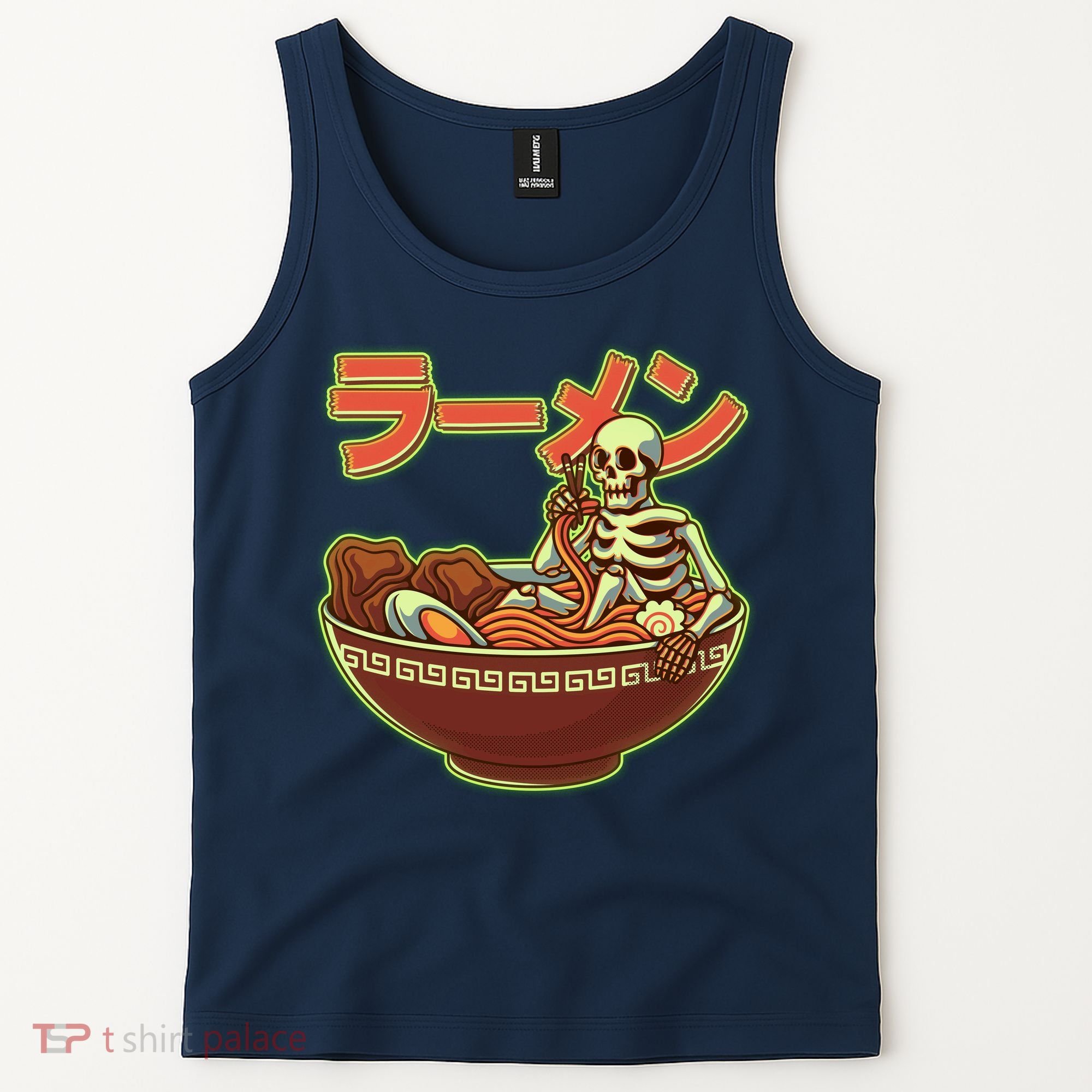 Funny Halloween Skeleton Japanese Ramen Bowl Tank Top