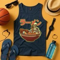 Funny Halloween Skeleton Japanese Ramen Bowl Tank Top thumb 4