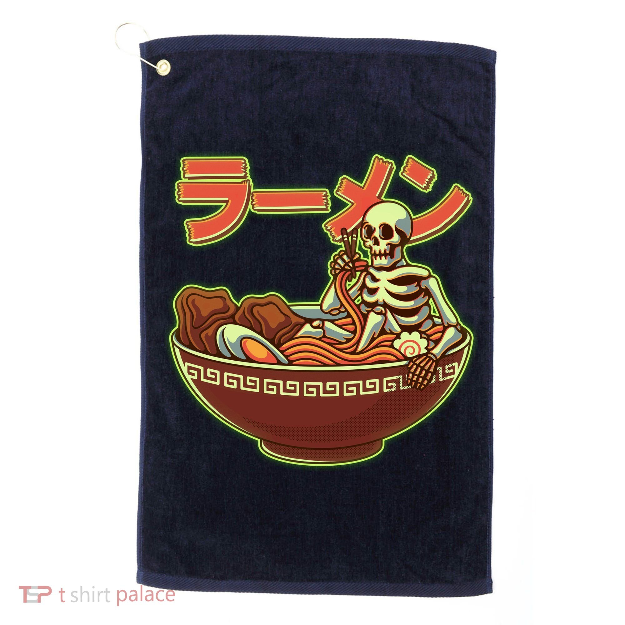 Funny Halloween Skeleton Japanese Ramen Bowl Golf Towel