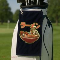 Funny Halloween Skeleton Japanese Ramen Bowl Golf Towel thumb 2
