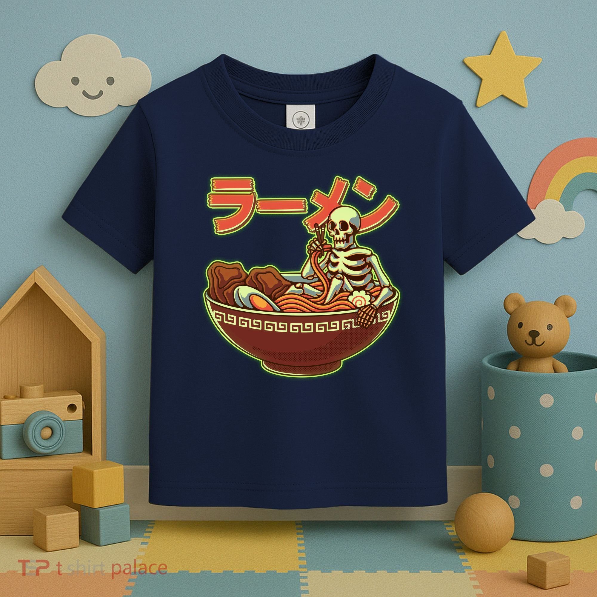 Funny Halloween Skeleton Japanese Ramen Bowl Toddler T-Shirt