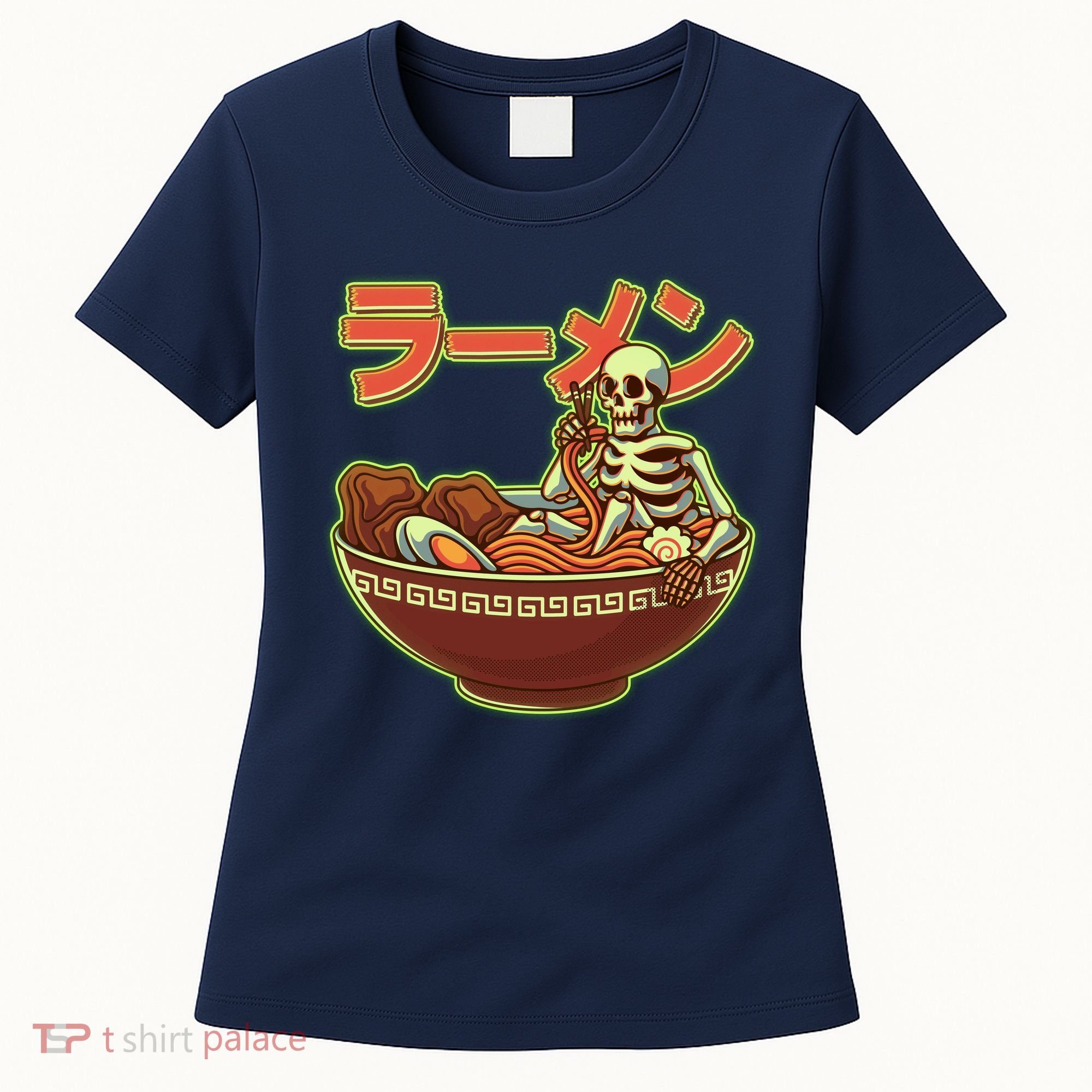Funny Halloween Skeleton Japanese Ramen Bowl Women's T-Shirt