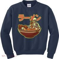 Funny Halloween Skeleton Japanese Ramen Bowl Kids Sweatshirt thumb 0