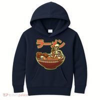 Funny Halloween Skeleton Japanese Ramen Bowl Kids Hoodie thumb 0