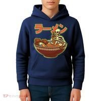 Funny Halloween Skeleton Japanese Ramen Bowl Kids Hoodie thumb 4