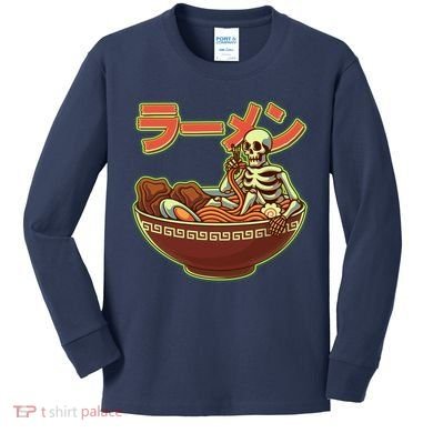 Funny Halloween Skeleton Japanese Ramen Bowl Kids Long Sleeve Shirt