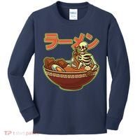 Funny Halloween Skeleton Japanese Ramen Bowl Kids Long Sleeve Shirt thumb 0