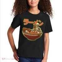 Funny Halloween Skeleton Japanese Ramen Bowl Kids T-Shirt thumb 2