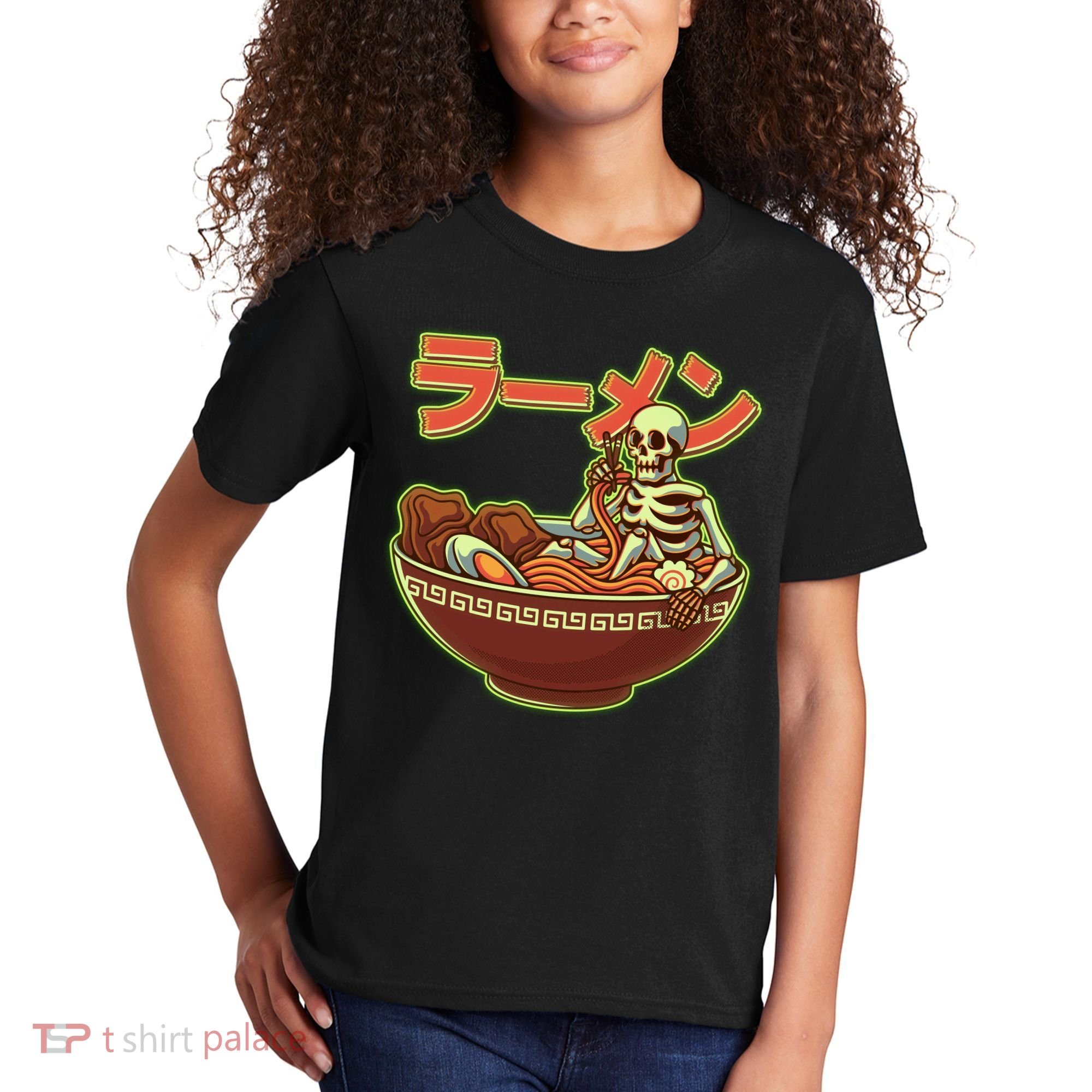Funny Halloween Skeleton Japanese Ramen Bowl Kids T-Shirt