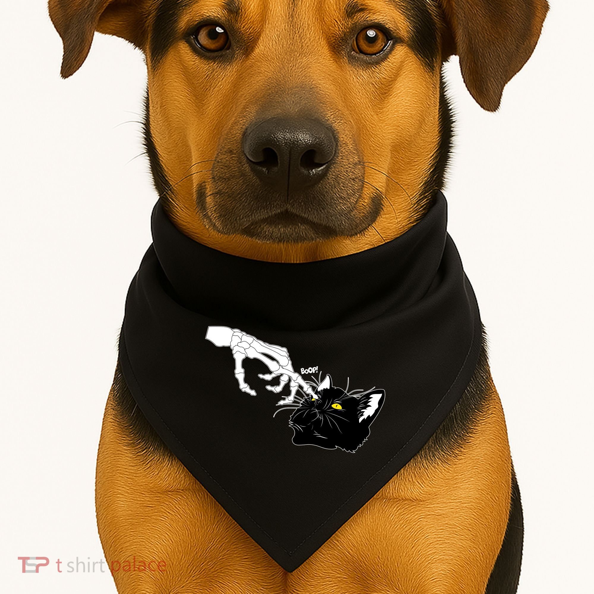 Funny Halloween Skeleton Boop Kitten Cat Nose USA-Made Doggie Bandana
