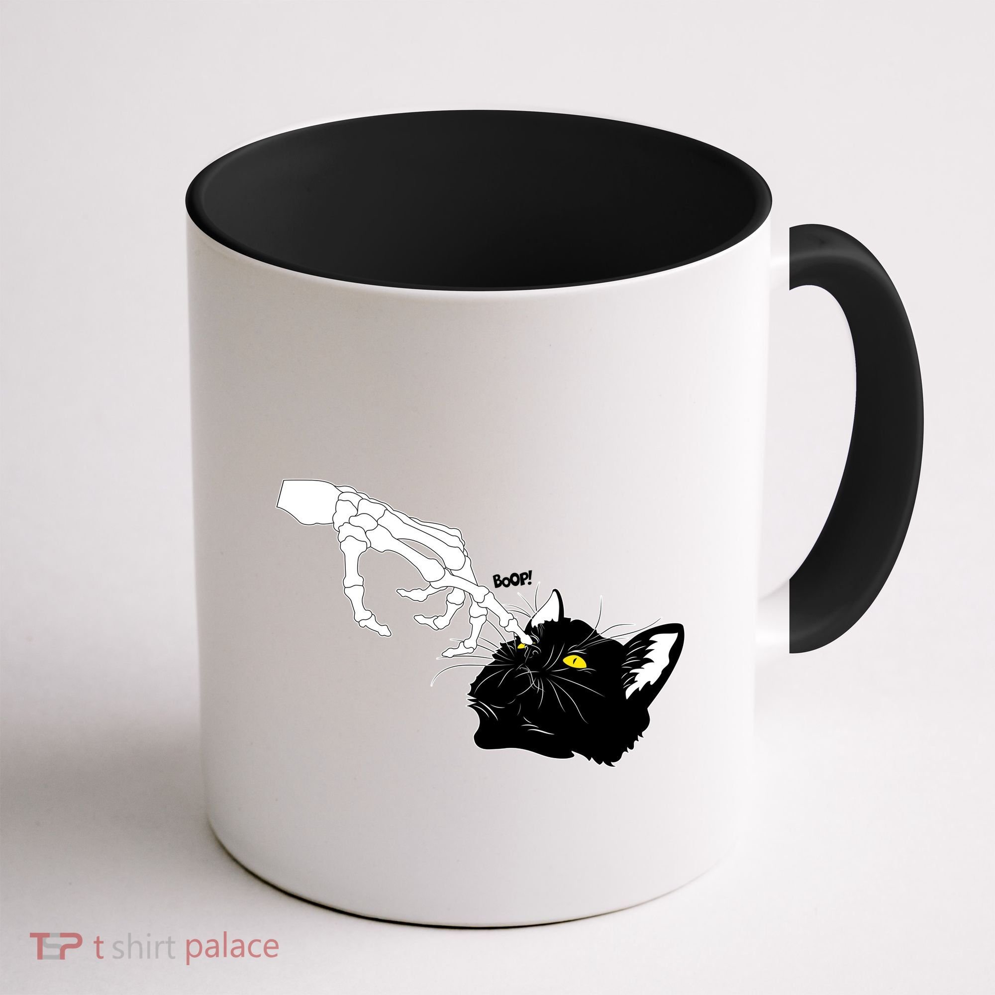 Funny Halloween Skeleton Boop Kitten Cat Nose Coffee Mug