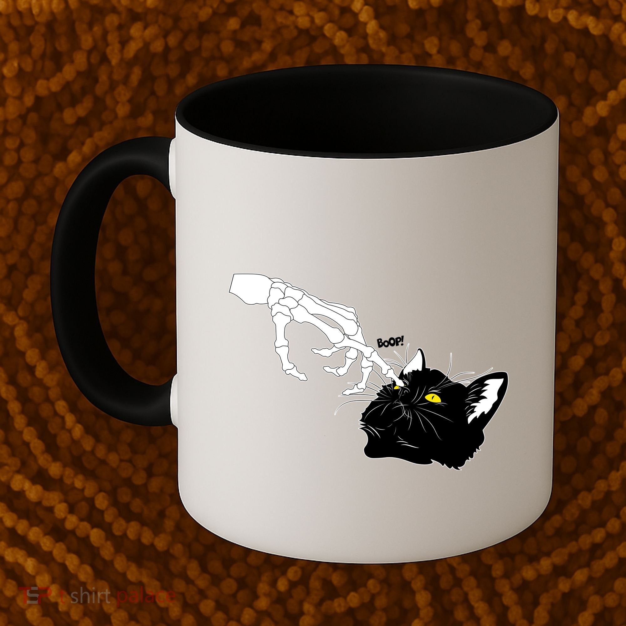 Funny Halloween Skeleton Boop Kitten Cat Nose Coffee Mug