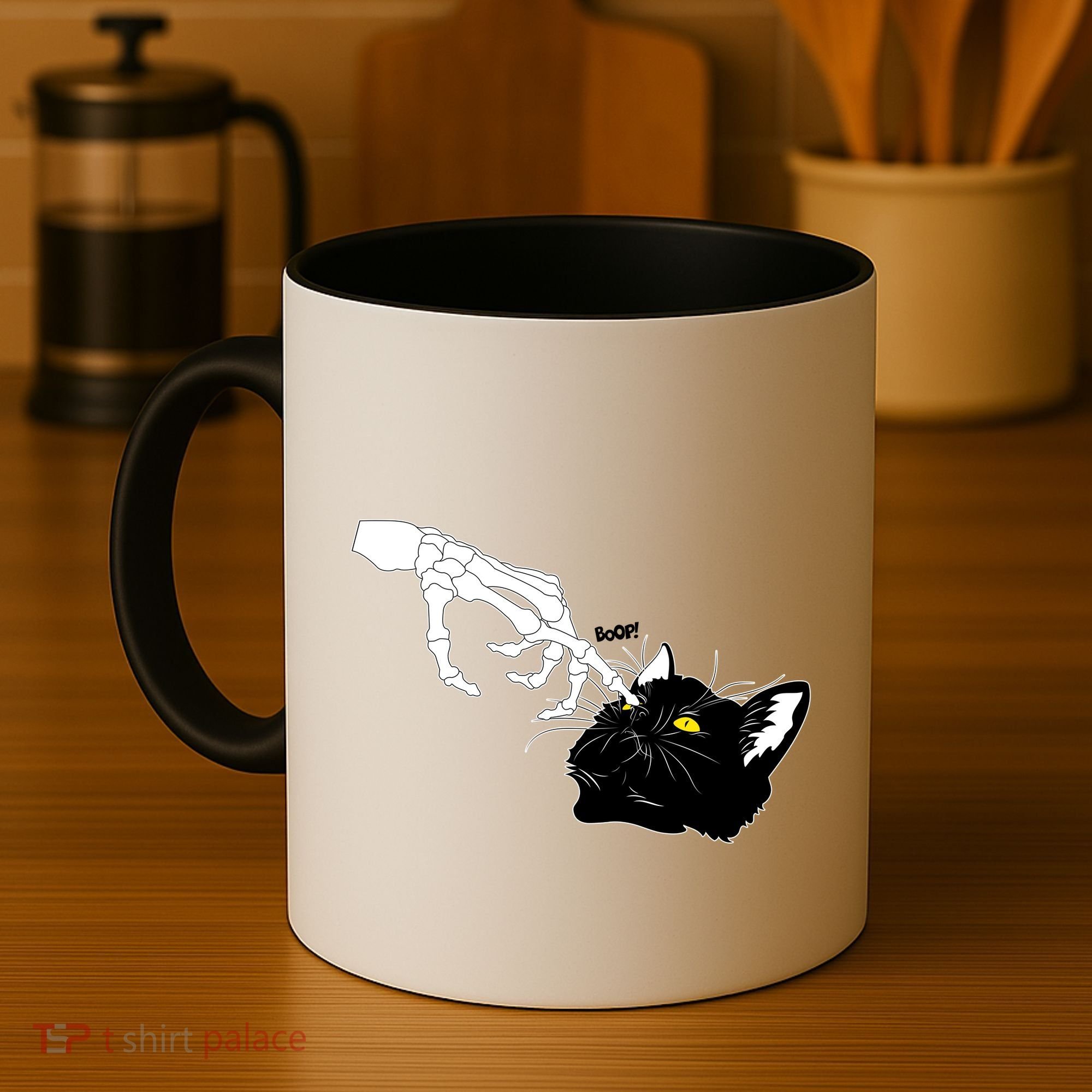 Funny Halloween Skeleton Boop Kitten Cat Nose Coffee Mug