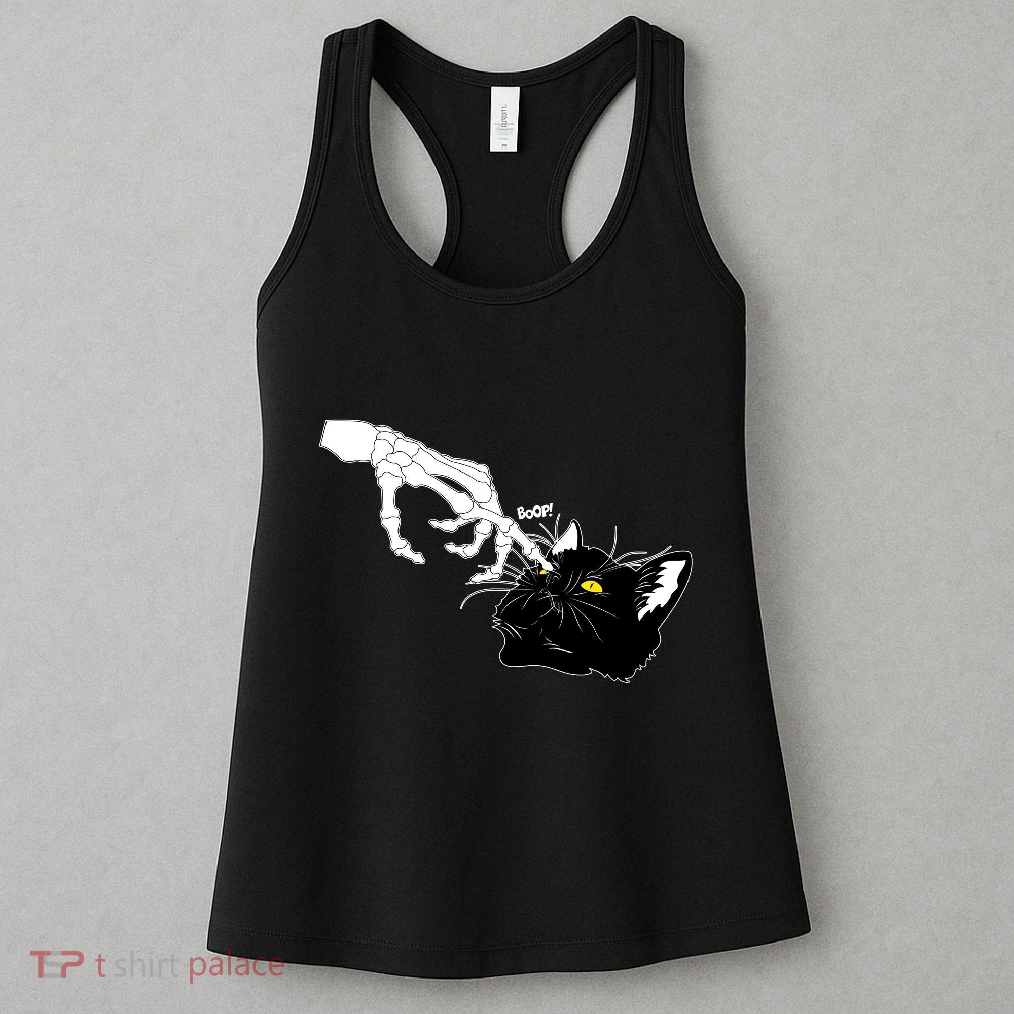 Funny Halloween Skeleton Boop Kitten Cat Nose Women's Tank Top