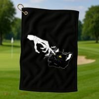 Funny Halloween Skeleton Boop Kitten Cat Nose Golf Towel thumb 1