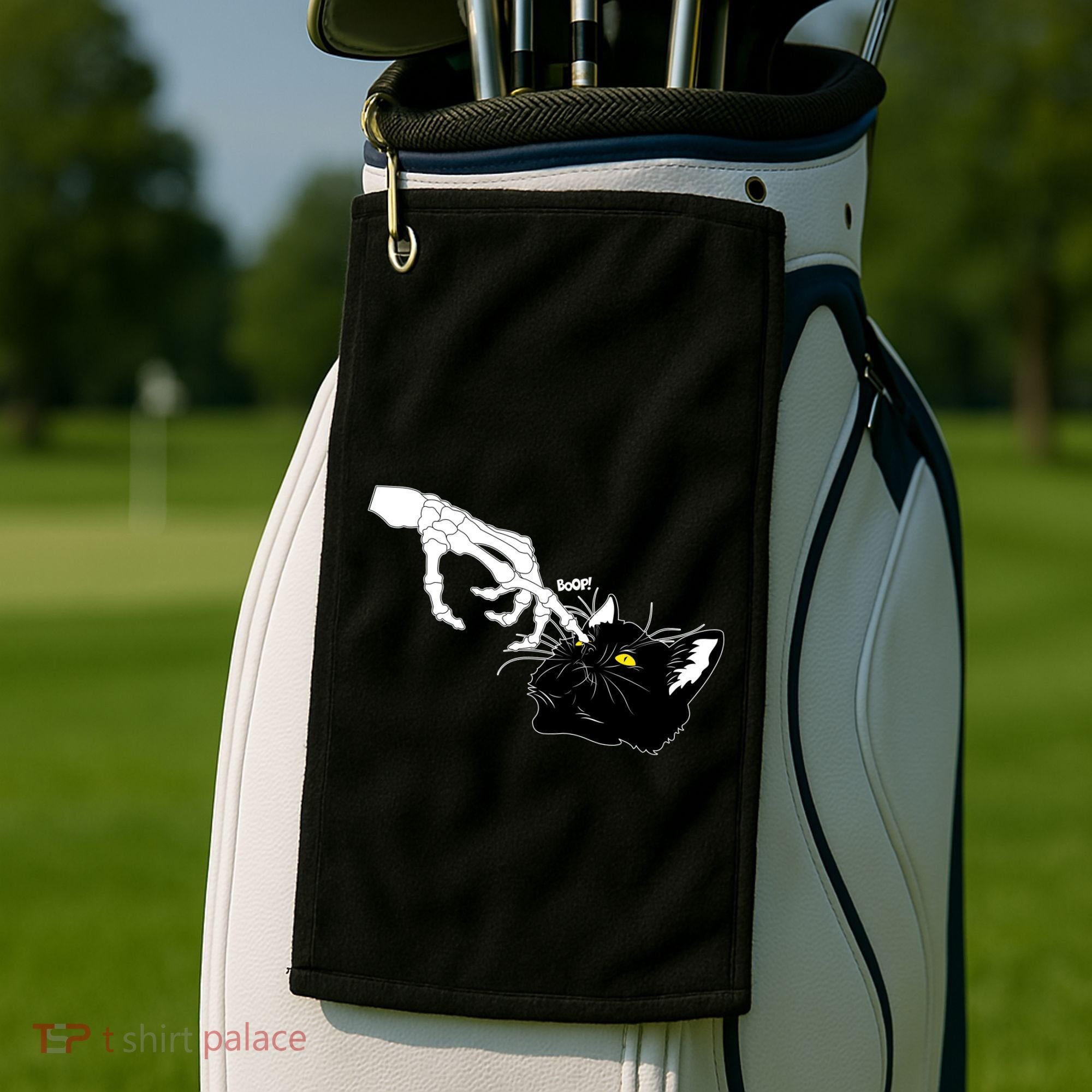 Funny Halloween Skeleton Boop Kitten Cat Nose Golf Towel