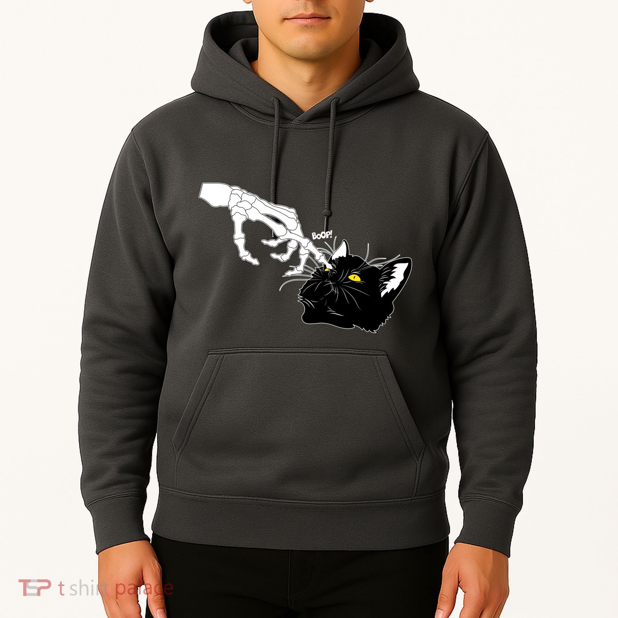Funny Halloween Skeleton Boop Kitten Cat Nose Hoodie