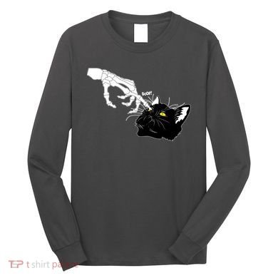 Funny Halloween Skeleton Boop Kitten Cat Nose Long Sleeve Shirt
