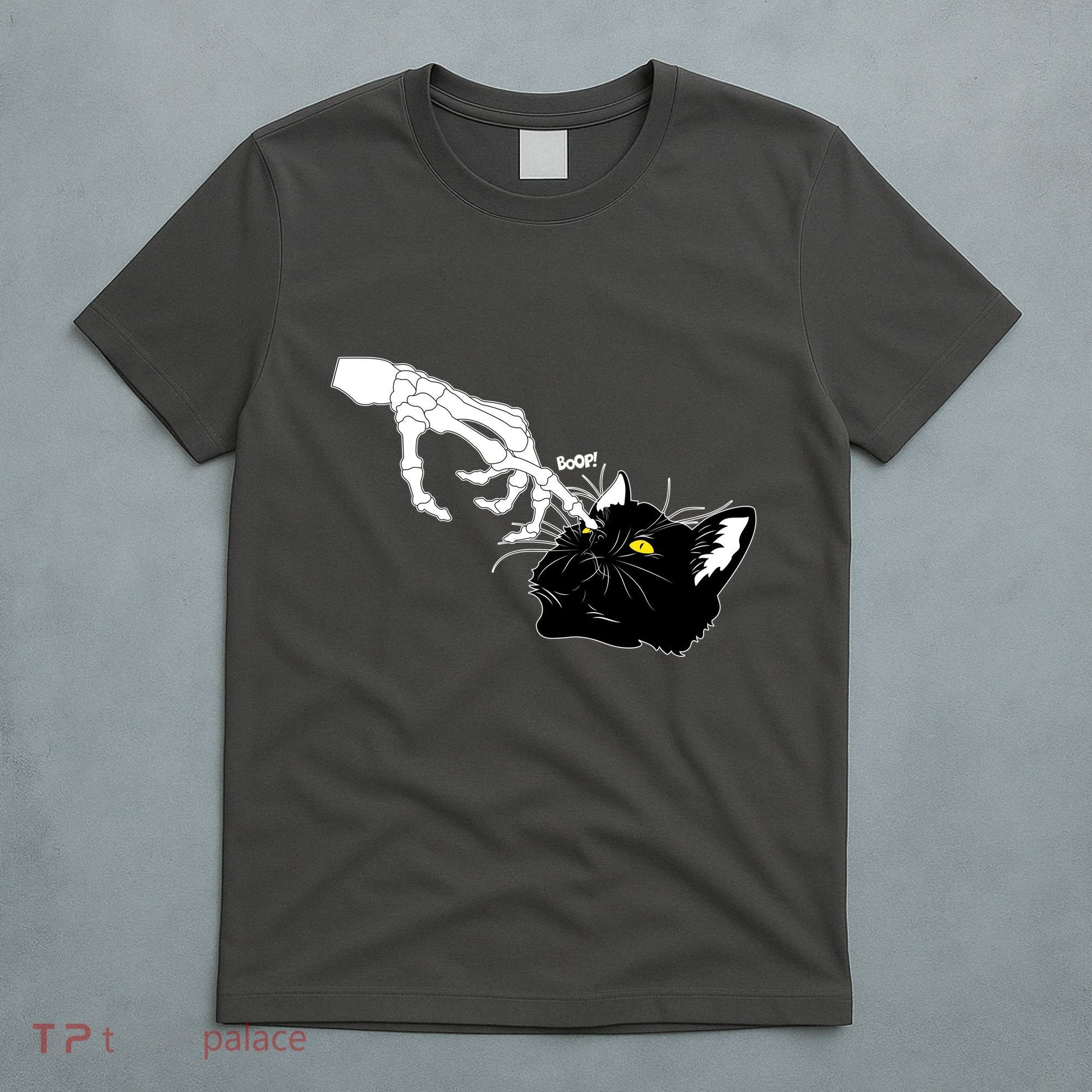 Funny Halloween Skeleton Boop Kitten Cat Nose T-Shirt