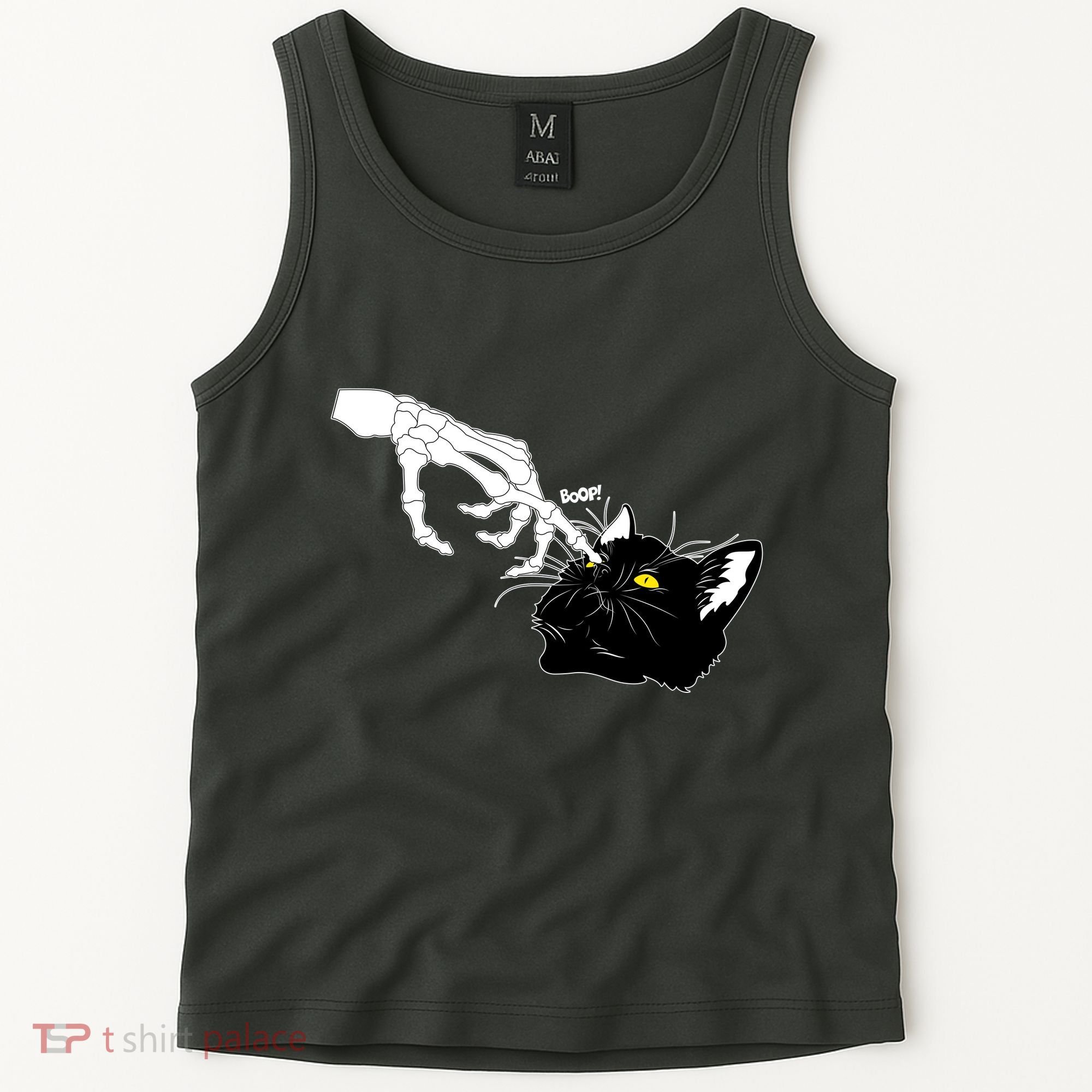 Funny Halloween Skeleton Boop Kitten Cat Nose Tank Top
