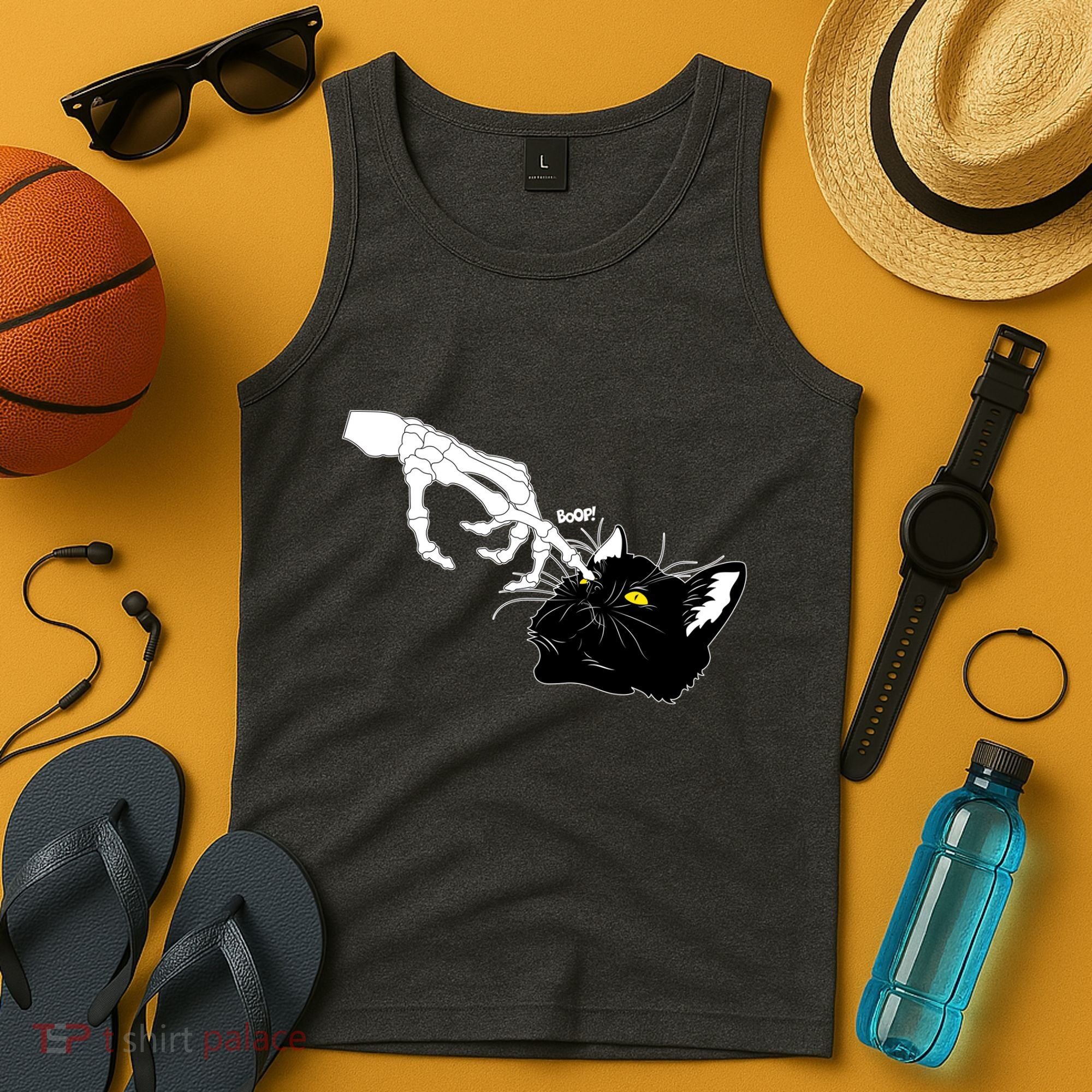 Funny Halloween Skeleton Boop Kitten Cat Nose Tank Top