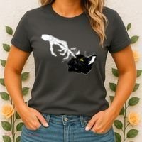 Funny Halloween Skeleton Boop Kitten Cat Nose Women's T-Shirt thumb 2