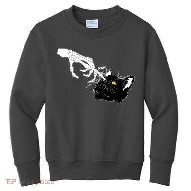 Funny Halloween Skeleton Boop Kitten Cat Nose Kids Sweatshirt