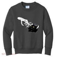 Funny Halloween Skeleton Boop Kitten Cat Nose Kids Sweatshirt thumb 0
