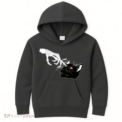 Funny Halloween Skeleton Boop Kitten Cat Nose Kids Hoodie