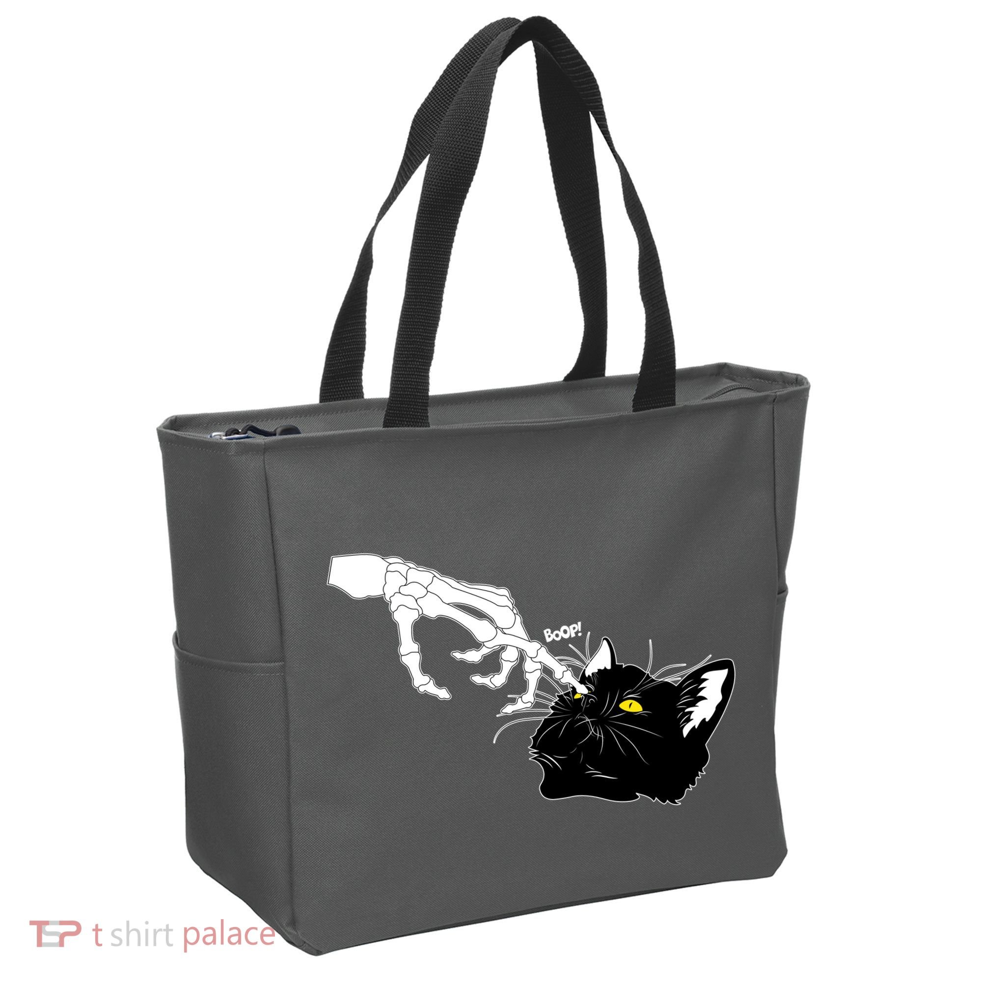 Funny Halloween Skeleton Boop Kitten Cat Nose Tote Bag