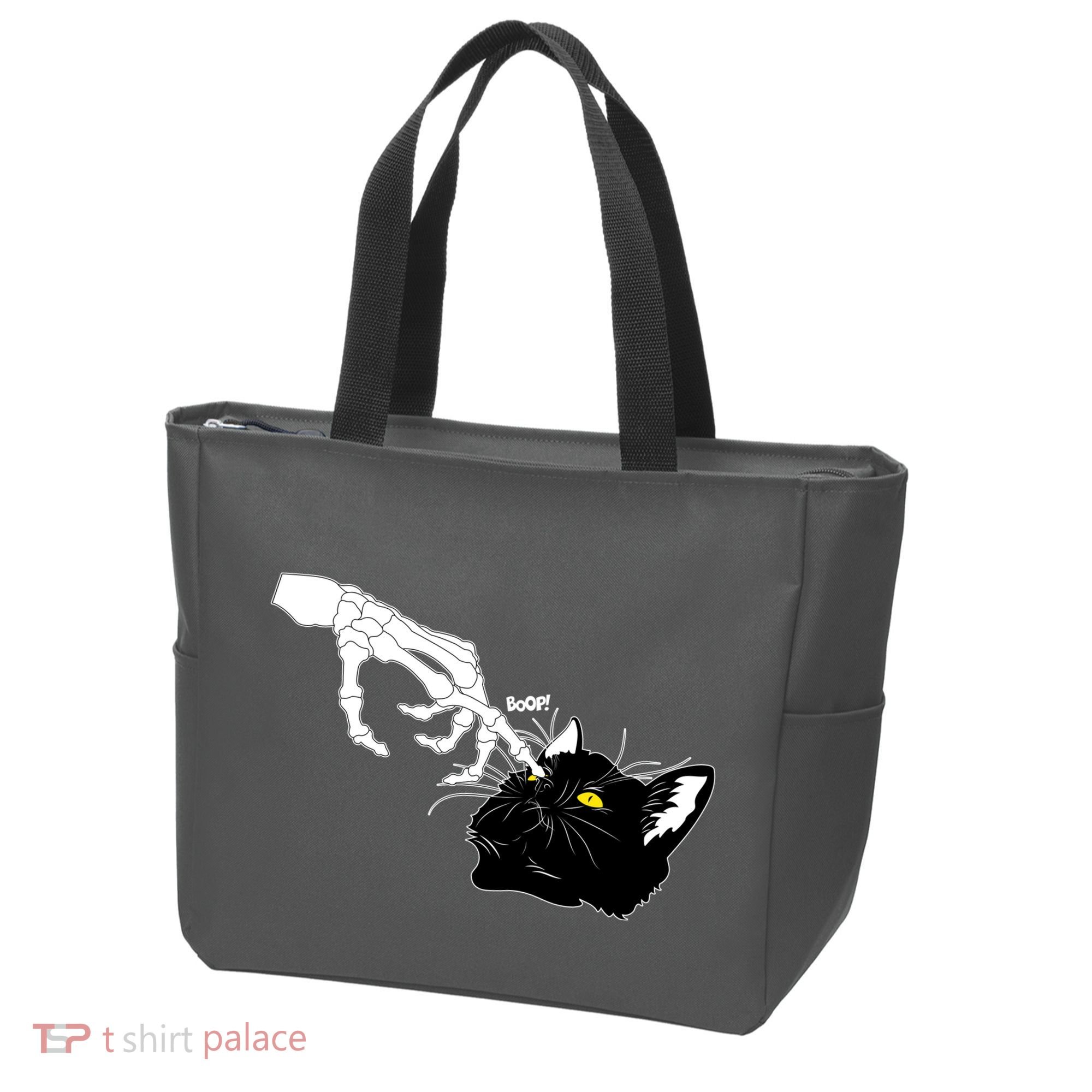 Funny Halloween Skeleton Boop Kitten Cat Nose Tote Bag