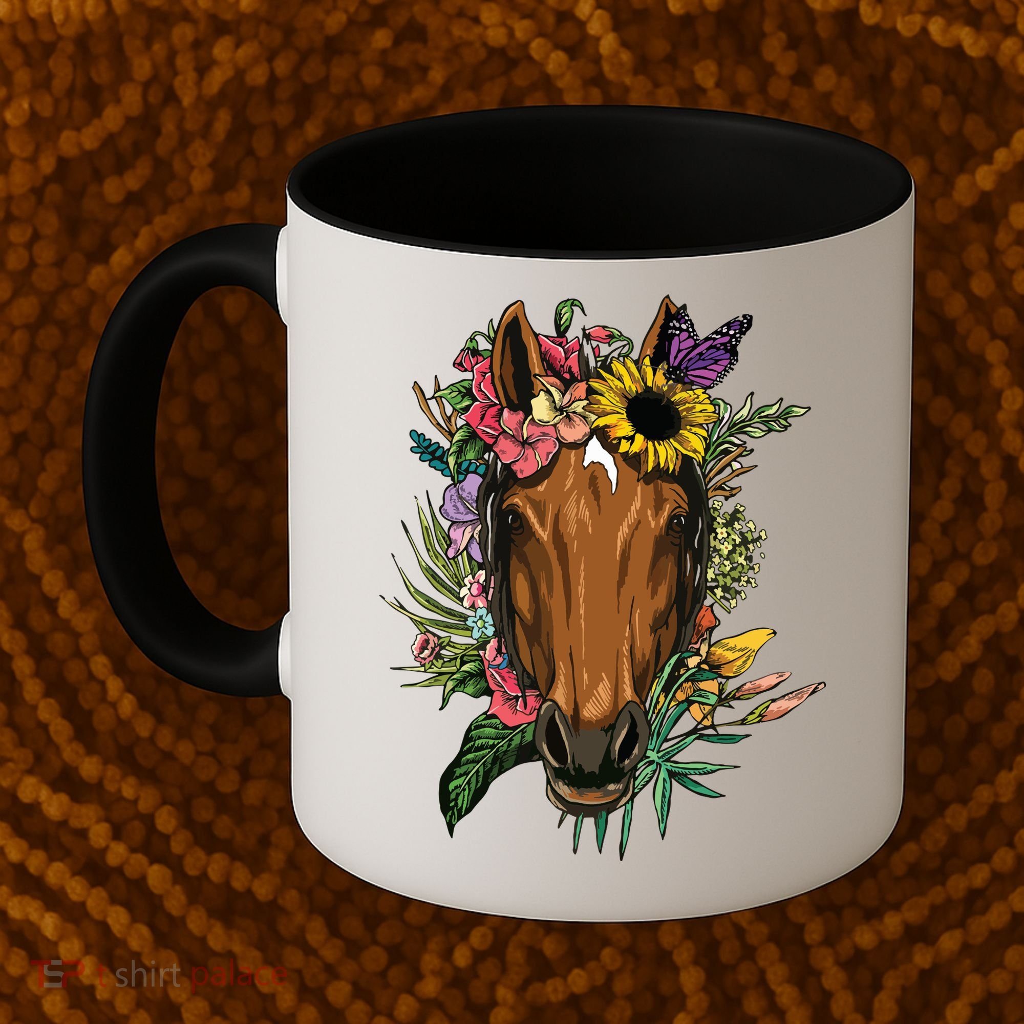 Floral Horse Spring Nature Horse Lovers For Women Men Coffee Mug