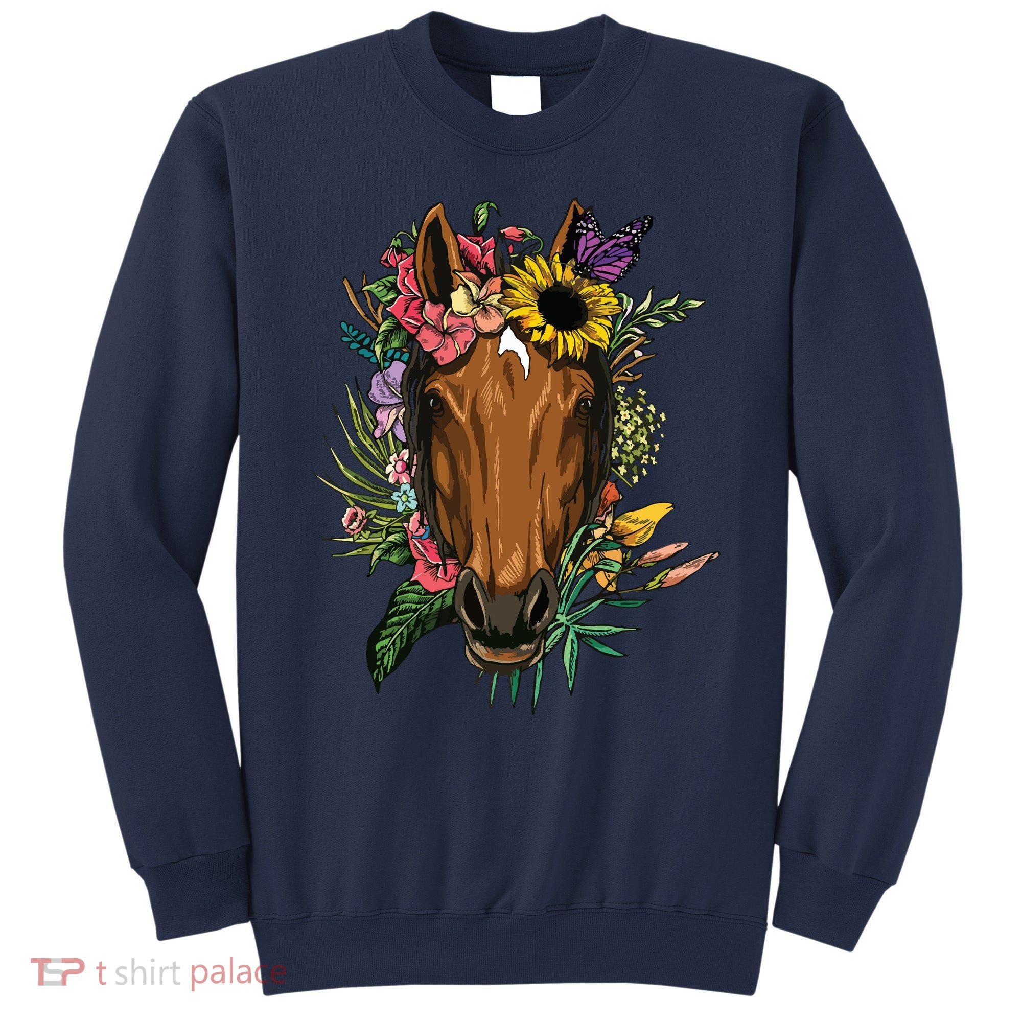 Floral Horse Spring Nature Horse Lovers For Women Men Sweatshirt