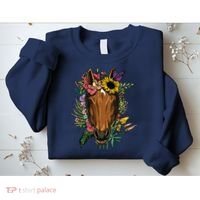 Floral Horse Spring Nature Horse Lovers For Women Men Sweatshirt thumb 2