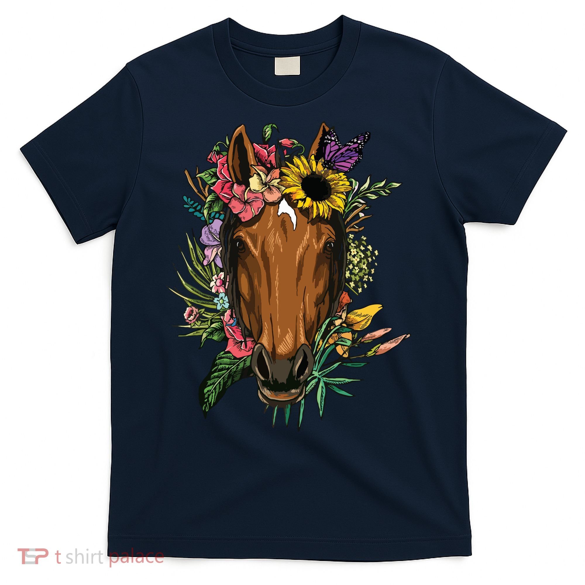 Floral Horse Spring Nature Horse Lovers For Women Men T-Shirt