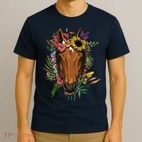 Floral Horse Spring Nature Horse Lovers For Women Men T-Shirt thumb 3