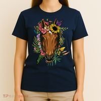 Floral Horse Spring Nature Horse Lovers For Women Men T-Shirt thumb 4