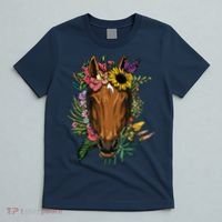 Floral Horse Spring Nature Horse Lovers For Women Men T-Shirt thumb 5