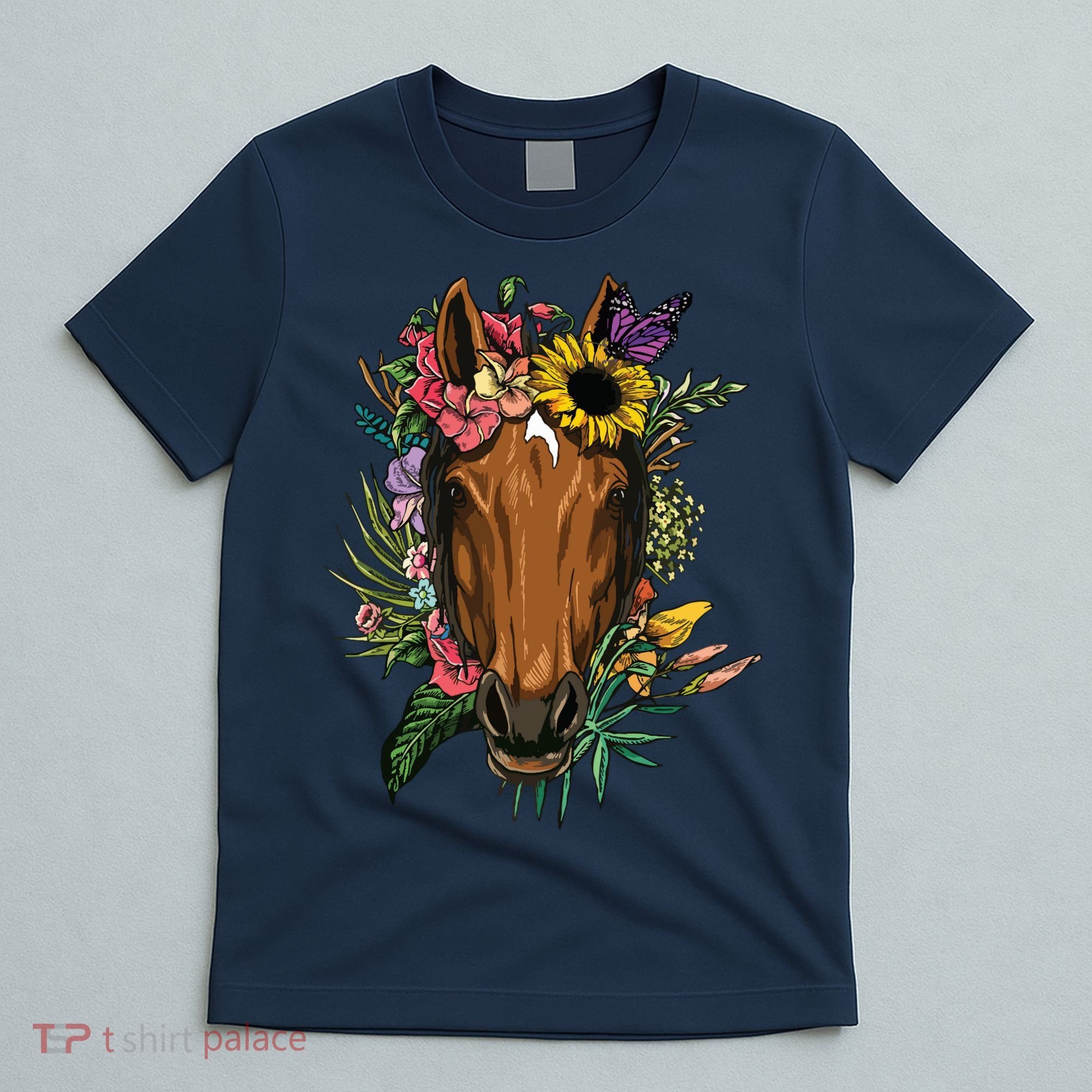 Floral Horse Spring Nature Horse Lovers For Women Men T-Shirt