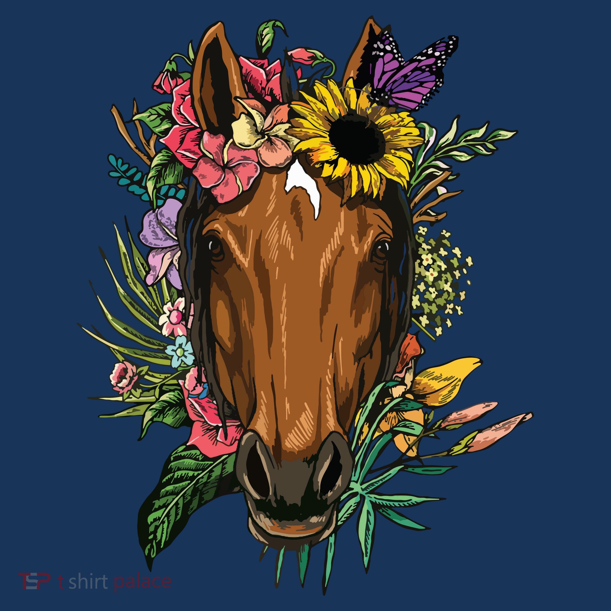 Floral Horse Spring Nature Horse Lovers For Women Men T-Shirt