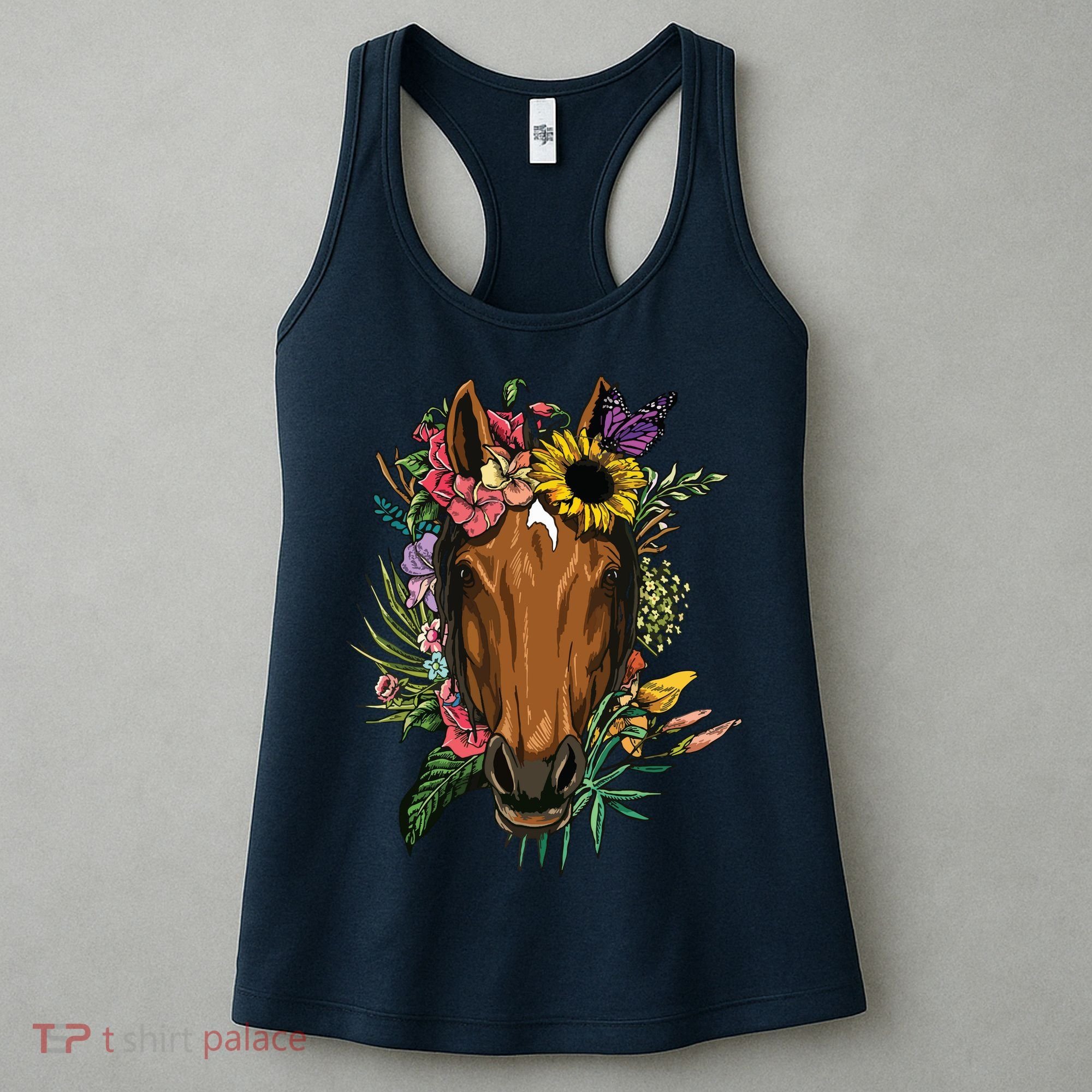Floral Horse Spring Nature Horse Lovers For Women Men Women's Tank Top